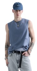 REPLAY INC. UNISEX SCRIPT MAJICA BEZ RUKAVA U PLAVOJ BOJI  - 2