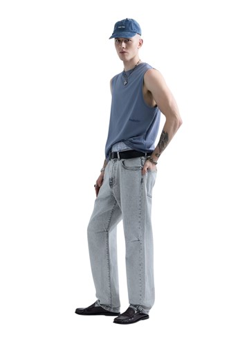 Replay REPLAY INC. UNISEX SCRIPT MAJICA BEZ RUKAVA U PLAVOJ BOJI  - 4