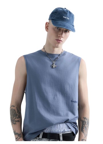 Replay REPLAY INC. UNISEX SCRIPT MAJICA BEZ RUKAVA U PLAVOJ BOJI  - 5