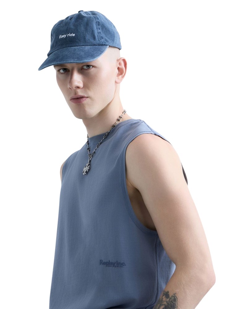 Replay REPLAY INC. UNISEX SCRIPT MAJICA BEZ RUKAVA U PLAVOJ BOJI  - 6