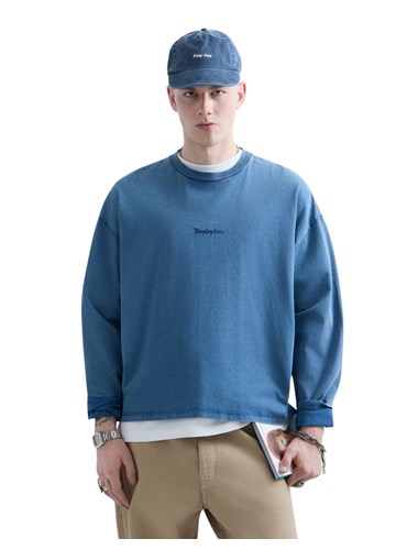 Replay REPLAY INC. UNISEX SCRIPT MAJICA DUGIH RUKAVA U PLAVOJ BOJI  - 2