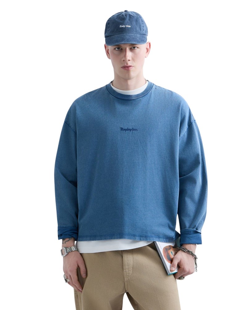 Replay REPLAY INC. UNISEX SCRIPT MAJICA DUGIH RUKAVA U PLAVOJ BOJI  - 2