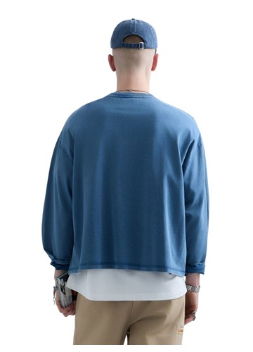 Replay REPLAY INC. UNISEX SCRIPT MAJICA DUGIH RUKAVA U PLAVOJ BOJI  - 3