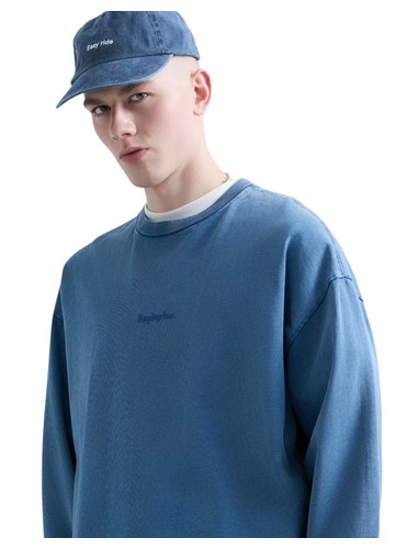 Replay REPLAY INC. UNISEX SCRIPT MAJICA DUGIH RUKAVA U PLAVOJ BOJI  - 6