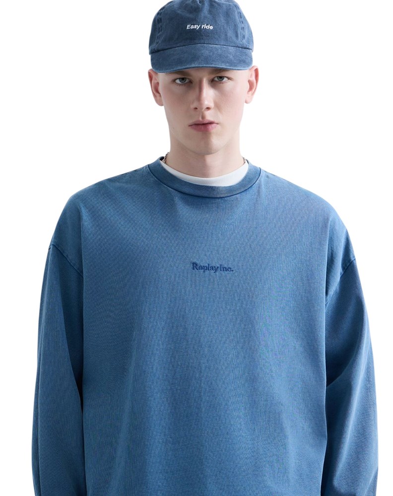 Replay REPLAY INC. UNISEX SCRIPT MAJICA DUGIH RUKAVA U PLAVOJ BOJI  - 7