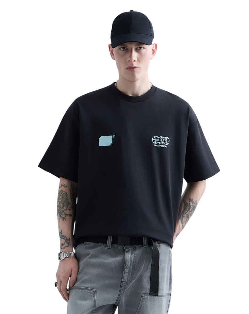 Replay REPLAY INC. UNISEX POSTER CRNA MAJICA KRATKIH RUKAVA - 2
