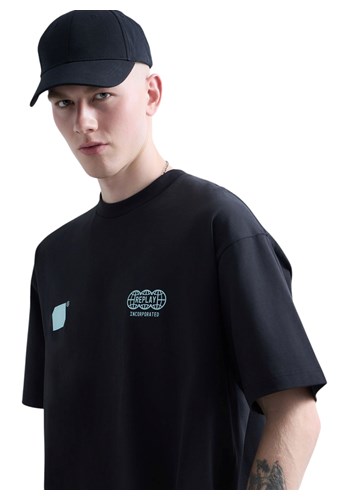 Replay REPLAY INC. UNISEX POSTER CRNA MAJICA KRATKIH RUKAVA - 5