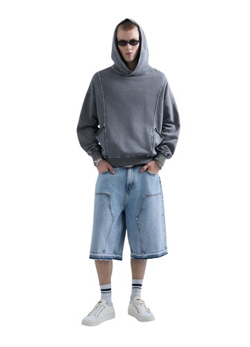 Replay REPLAY INC. UNISEX REVERSED HOODIE U TAMNO SIVOJ BOJI - 1