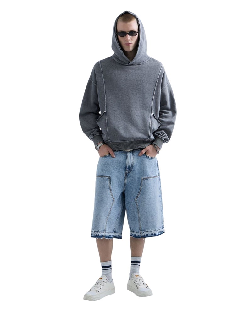 Replay REPLAY INC. UNISEX REVERSED HOODIE U TAMNO SIVOJ BOJI - 1