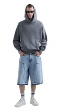 REPLAY INC. UNISEX REVERSED HOODIE U TAMNO SIVOJ BOJI - 1