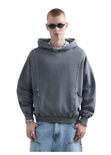 Replay REPLAY INC. UNISEX REVERSED HOODIE U TAMNO SIVOJ BOJI - 2