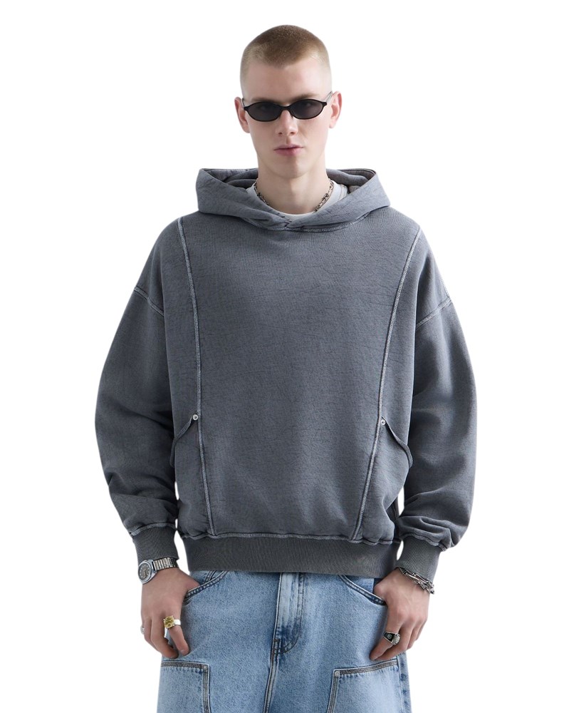 Replay REPLAY INC. UNISEX REVERSED HOODIE U TAMNO SIVOJ BOJI - 2