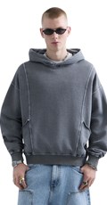 REPLAY INC. UNISEX REVERSED HOODIE U TAMNO SIVOJ BOJI - 2