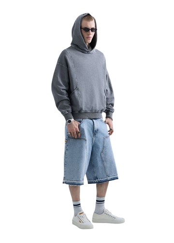 Replay REPLAY INC. UNISEX REVERSED HOODIE U TAMNO SIVOJ BOJI - 4