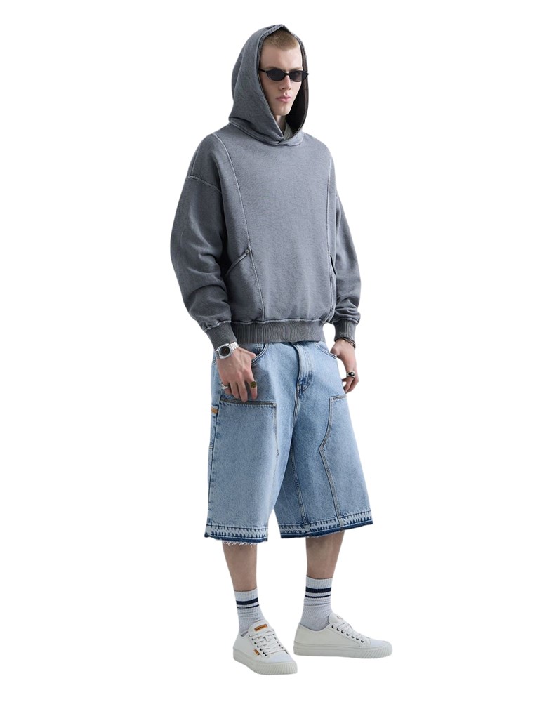 Replay REPLAY INC. UNISEX REVERSED HOODIE U TAMNO SIVOJ BOJI - 4