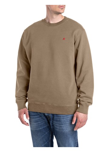 Replay KAKI BASIC SWEATSHIT S CRVENIM LOGOM - 1