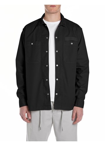 Replay KOŠULJA OD CRNOG KEPERA OPUŠTENOG KROJA - 1