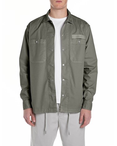 Replay košulja od zelenog kepera opuštenog kroja