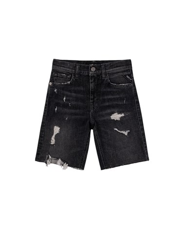 Replay crne kratke jeans hlače s poderotinama za dječake