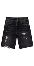 CRNE KRATKE JEANS HLAČE S PODEROTINAMA ZA DJEČAKE - 1