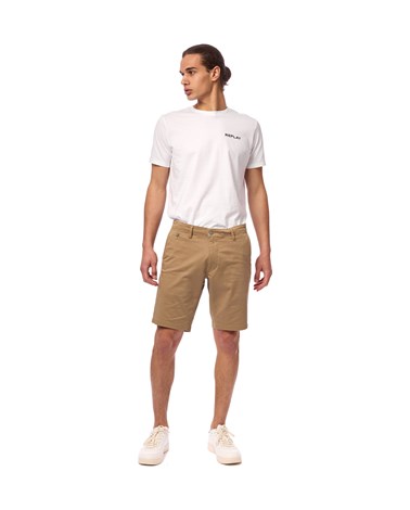 Replay kratke smeđe regular fit chino hlače