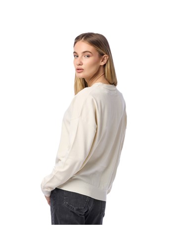 Replay KREM BIJELI PULOVER SA SPUŠTENIM RAMENIMA - 4