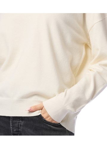 Replay KREM BIJELI PULOVER SA SPUŠTENIM RAMENIMA - 5