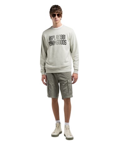 Replay krem bijeli sweatshirt s replay1981 denimgoods natpisom