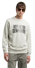 KREM BIJELI SWEATSHIRT S REPLAY1981 DENIMGOODS NATPISOM - 2