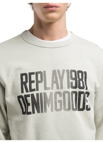 Replay KREM BIJELI SWEATSHIRT S REPLAY1981 DENIMGOODS NATPISOM - 5