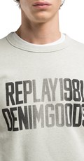 KREM BIJELI SWEATSHIRT S REPLAY1981 DENIMGOODS NATPISOM - 5
