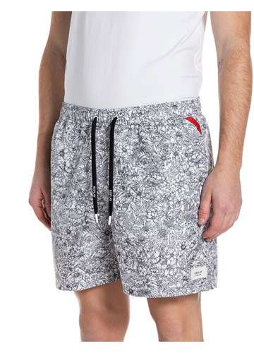 Replay MUŠKE REPLAY KUPAĆE HLAČE S PLAVIM CVJETNIM UZORKOM - 1