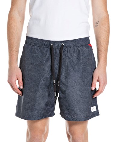 Replay muške plave kupaće hlače s valovitim uzorkom