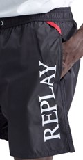CRNE KUPAĆE HLAČE OD RECIKLIRANE TKANINE S PRINTOM LOGOTIPA - 5