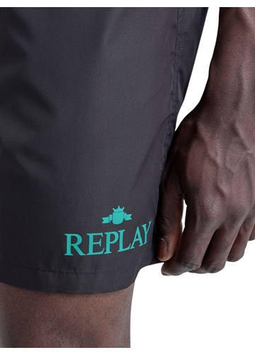 Replay CRNE KUPAĆE HLAČE S KONTRASTNOM VEZICOM I LOGOTIPOM - 6
