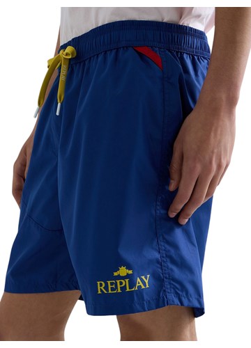 Replay PLAVE KUPAĆE HLAČE S KONTRASTNOM VEZICOM I LOGOTIPOM - 5