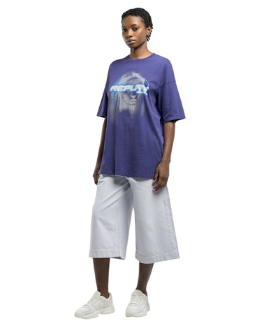 W3306H 22658M Replay ljubičasta oversize majica s futurističkim printom Replay ljubičasta oversize majica s futurističkim printom