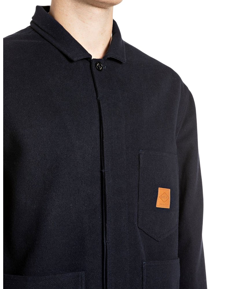 Replay TAMNA OVERSHIRT JAKNA OD MJEŠAVINE VUNE S KOŽNIM REPLAY LOGOTIPOM - 3