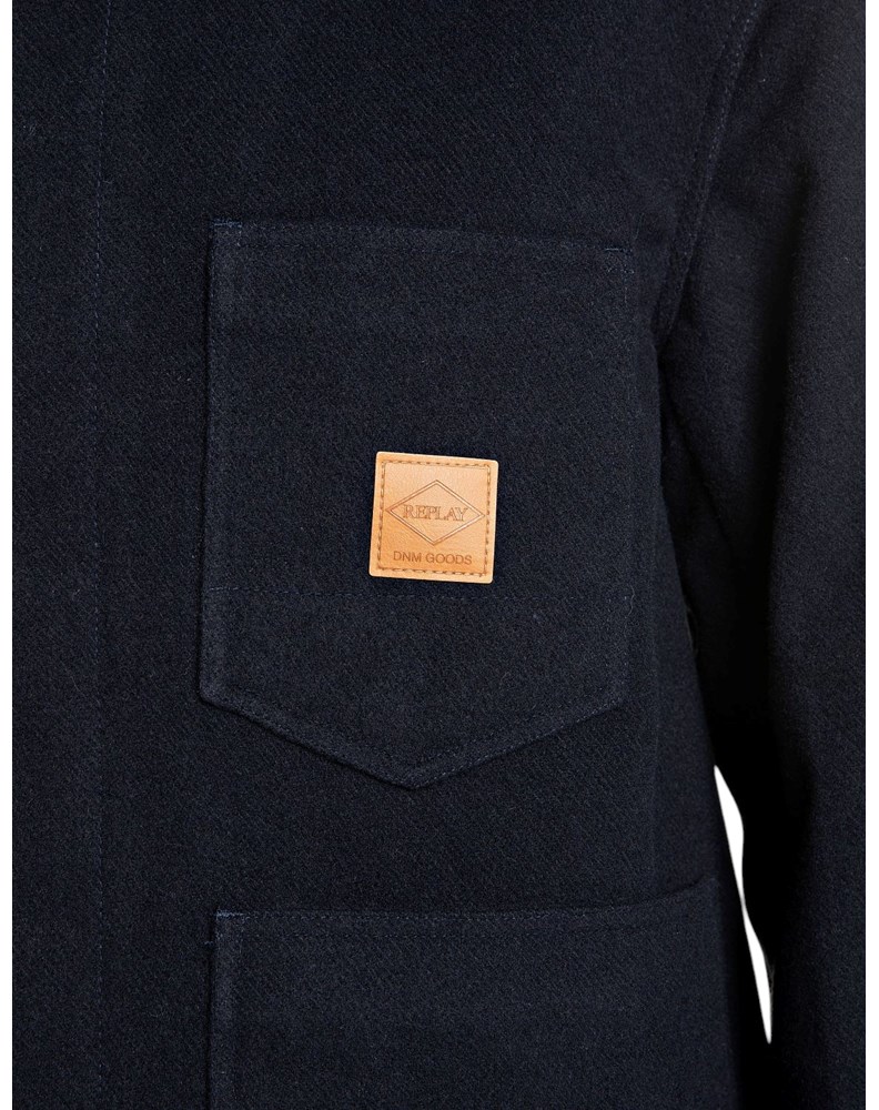 Replay TAMNA OVERSHIRT JAKNA OD MJEŠAVINE VUNE S KOŽNIM REPLAY LOGOTIPOM - 5