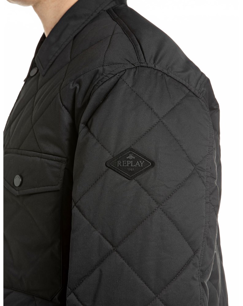 Replay MUŠKA CRNA PROŠIVENA OVERSHIRT JAKNA NA KOPČANJE - 5