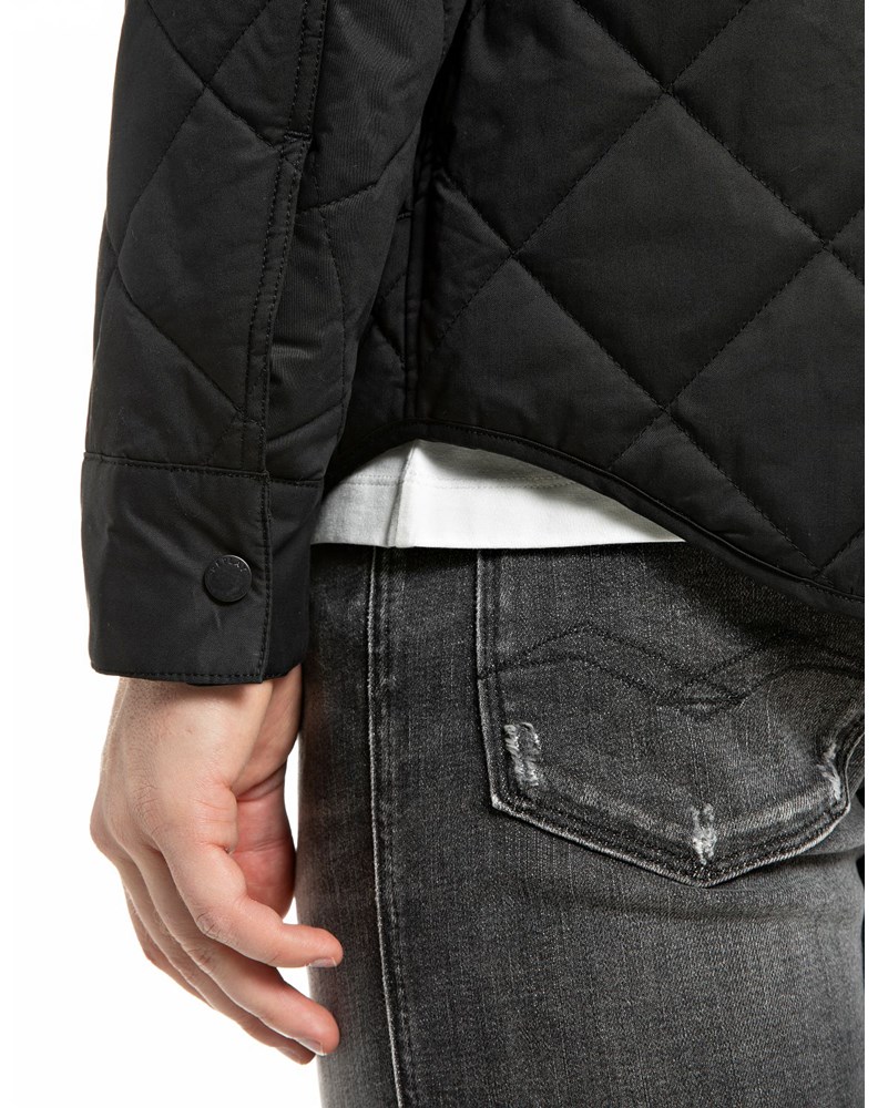 Replay MUŠKA CRNA PROŠIVENA OVERSHIRT JAKNA NA KOPČANJE - 6