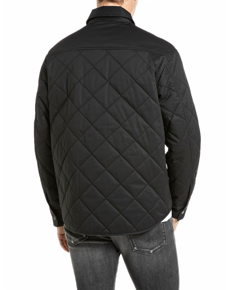 Replay MUŠKA CRNA PROŠIVENA OVERSHIRT JAKNA NA KOPČANJE - 2