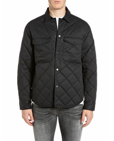 Replay muška crna prošivena overshirt jakna na kopčanje