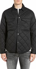 MUŠKA CRNA PROŠIVENA OVERSHIRT JAKNA NA KOPČANJE - 1
