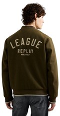 MUŠKA VUNENA VARSITY BOMBER JAKNA S VEZENIM LOGOTIPOM - 3
