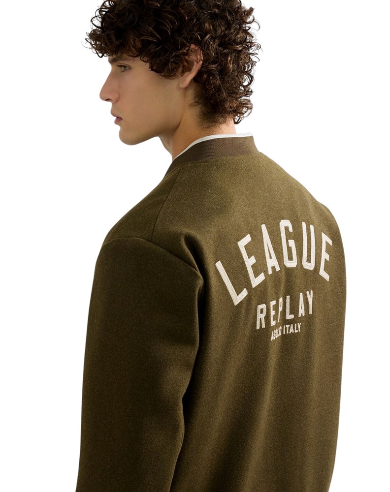 Replay MUŠKA VUNENA VARSITY BOMBER JAKNA S VEZENIM LOGOTIPOM - 7