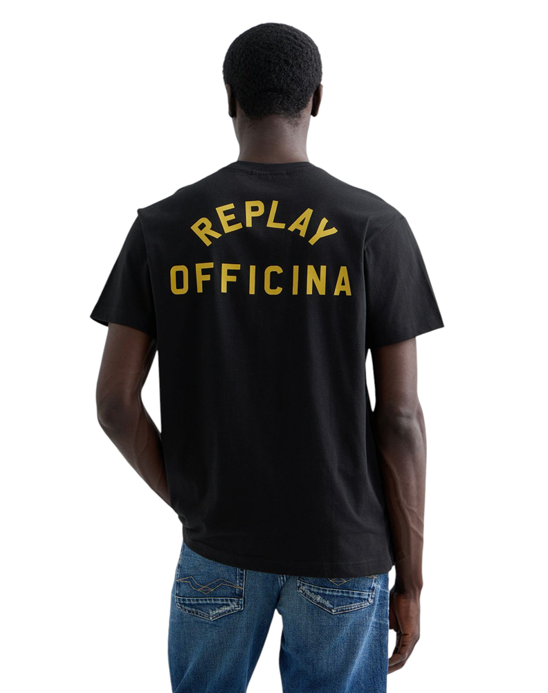 Replay CRNA MAJICA KRATKIH RUKAVA S NATPISOM U INDUSTRIJSKOM STILU - 3
