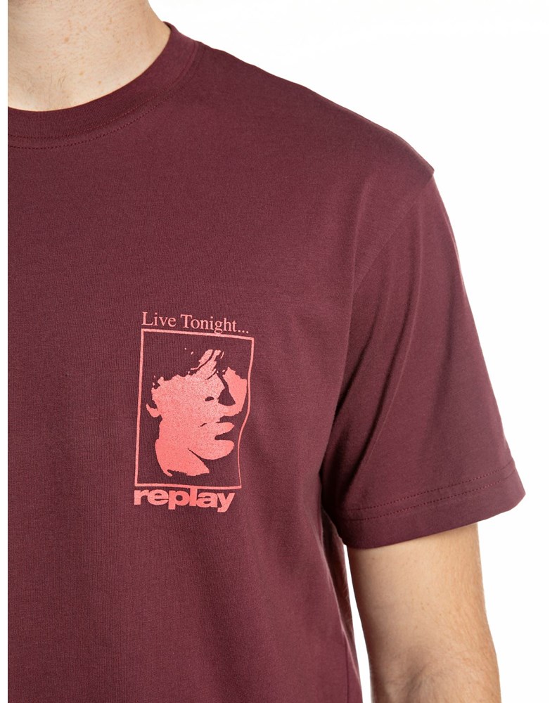 Replay BORDO PAMUČNA MAJICA S NOISE FEST PRINTOM - 4