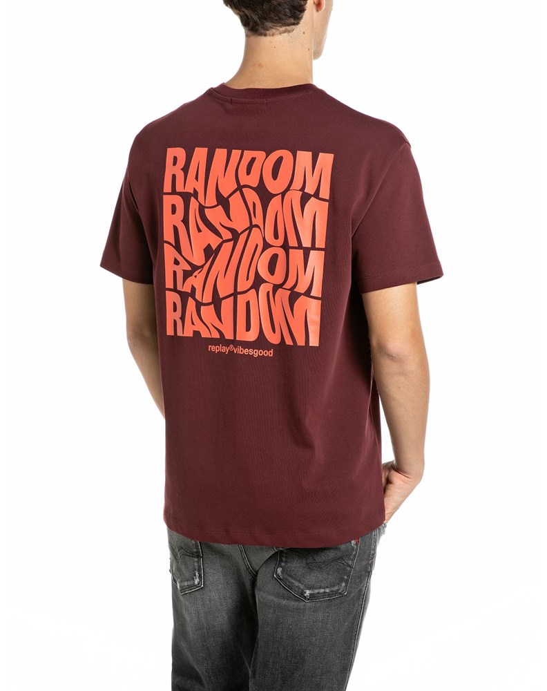 Replay BORDO MAJICA OPUŠTENOG KROJA S LIQUID-EFFECT PRINTOM - 2