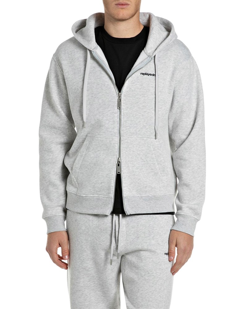 Replay MUŠKI SIVI HOODIE NA KOPČANJE S DVOSTRUKIM ZIPOM - 1